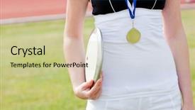 Presentation with gold medal - Presentation theme featuring gold medal holding a disc background and a  colored foreground