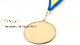  Presentation with gold medal - Beautiful PPT theme featuring gold medal isolated on white backdrop and a cream colored foreground