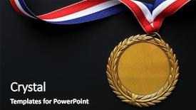  Presentation with medal - Beautiful theme featuring gold medal on black backdrop and a black colored foreground