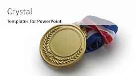  Presentation with gold medal - Beautiful PPT theme featuring gold-medal-with-ribbon backdrop and a white colored foreground