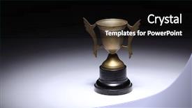  Presentation with trophy - Slide deck featuring gold medalist - antique brass trophy background and a  colored foreground