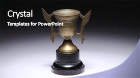  Presentation with gold trophy - PPT layouts having gold medalist - antique brass trophy background and a  colored foreground