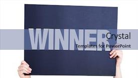  Presentation with winner - Cool new PPT layouts with gold medalist - winner card isolated on white backdrop and a teal colored foreground