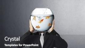  Presentation with 3d man business leader - Colorful theme enhanced with gold men team - business man and flying goldfishes backdrop and a dark gray colored foreground