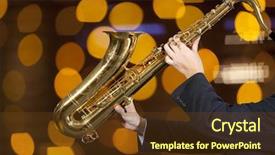  Presentation with arabic music arab man playing - Beautiful PPT layouts featuring gold men team - saxophonist man playing on saxophone backdrop and a tawny brown colored foreground