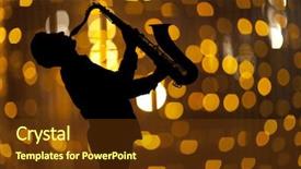  Presentation with arabic music arab man playing - Theme consisting of gold men team - saxophonist man playing on saxophone background and a tawny brown colored foreground