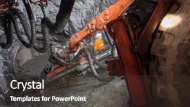  Presentation with mining equipment - Presentation design having gold mining machine background and a dark gray colored foreground