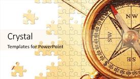  Presentation with compass map - Theme enhanced with puzzle antique brass compass background and a lemonade colored foreground