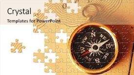  Presentation with world map puzzle - PPT layouts with jigsaw pieces world - puzzle antique brass compass background and a lemonade colored foreground