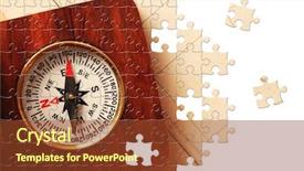  Presentation with old map - Beautiful presentation theme featuring puzzle antique wooden compass backdrop and a coral colored foreground