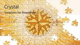 Presentation with compass - Beautiful slide set featuring puzzle compass scottish pound close backdrop and a yellow colored foreground