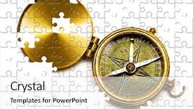  Presentation with old style - Audience pleasing PPT theme consisting of puzzle old style brass compass backdrop and a white colored foreground