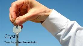  Presentation with floral border over white - Presentation theme having gold new start business - key in a palm background and a  colored foreground