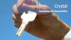  Presentation with palm - Cool new PPT theme with gold new start business - key in a palm backdrop and a  colored foreground