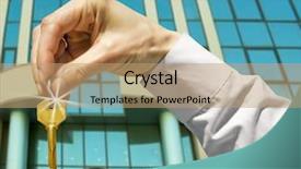  Presentation with floral border over white - Presentation theme consisting of gold new start business - key in a palm background and a  colored foreground