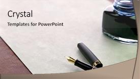  Presentation with fountain pen - Presentation enhanced with gold nibbed fountain pen watermarked background and a  colored foreground