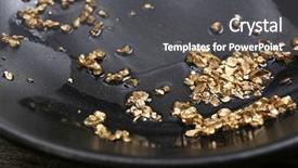  Presentation with gold nugget - PPT theme having gold nugget grains on black background and a dark gray colored foreground