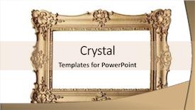  Presentation with gold frame - PPT theme with gold ornate eleaborate frame isolated background and a coral colored foreground