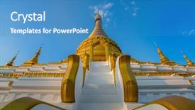  Presentation with gold ovation - Presentation with gold pagoda sagaing hill myanmar background and a teal colored foreground