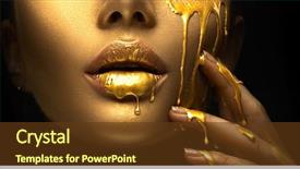  Presentation with lips mouth - Theme consisting of gold paint smudges drips background and a tawny brown colored foreground
