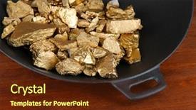  Presentation with gold mining - Beautiful theme featuring gold pan with golden nuggets backdrop and a tawny brown colored foreground