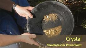  Presentation with gold nugget - PPT theme featuring gold panning hoping to strike background and a tawny brown colored foreground