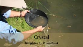  Presentation with rich man - Cool new presentation theme with gold panning man striking it backdrop and a coral colored foreground