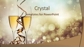  Presentation with celebrations - Slide deck with gold party - two champagne glasses with ribbons background and a  colored foreground