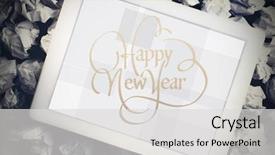  Presentation with happy new year 2022 - PPT layouts with gold pc - happy new year against tablet background and a  colored foreground