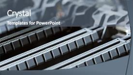  Presentation with computer - Colorful slide set enhanced with gold pc - pci-e socket on computer main backdrop and a gray colored foreground