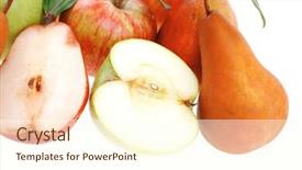  Presentation with apple pear - Slides consisting of gold pear with green and red apple with half isolated over white background background and a cream colored foreground