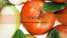  Presentation with apple pear - Slides having gold pear with green and red apple with half isolated over white background background and a gold colored foreground