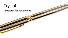  Presentation with pen - Presentation enhanced with gold pen background and a  colored foreground