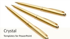  Presentation with white gold birthday - Presentation having gold pens on white background background and a  colored foreground