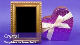  Presentation with happy birthday gold - Presentation theme featuring gold photo frame and heart background and a royal blue colored foreground