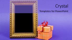  Presentation with gold frame - Presentation theme enhanced with gold photo frame and orange background and a light blue colored foreground