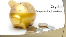  Presentation with piggy bank - Beautiful presentation theme featuring gold piggy bank and yen backdrop and a white colored foreground