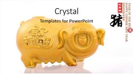 Presentation with pig year - Slides consisting of gold piggy bank chinese black background and a blonde colored foreground