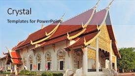  Presentation with gold red - PPT layouts having gold-plated entrance to a buddhist temple in northern thailand the roof of the temple - red with gold edge background and a light blue colored foreground