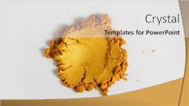  Presentation with gold cosmetic - Presentation design enhanced with gold-powder-heap-on-white background and a white colored foreground