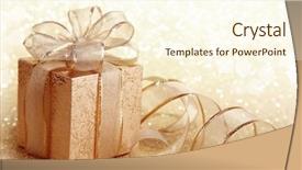  Presentation with christmas hamper gift traditional - Colorful presentation enhanced with gold present - christmas gift box on yellow backdrop and a cream colored foreground