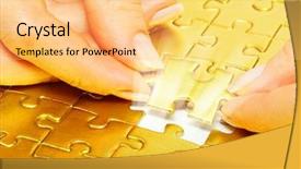  Presentation with knowledge - Colorful PPT theme enhanced with gold puzzle backdrop and a yellow colored foreground