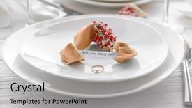  Presentation with white plate - Audience pleasing presentation theme consisting of gold question - offer of marriage with fortune backdrop and a light gray colored foreground