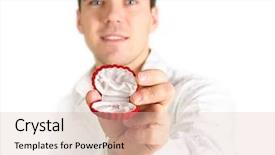  Presentation with egyptian man in make up - Beautiful PPT theme featuring gold question - young man making proposal backdrop and a  colored foreground