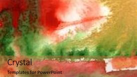  Presentation with green gold - Colorful presentation theme enhanced with gold red green and orange watercolors 4 backdrop and a coral colored foreground