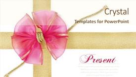  Presentation with pink gold - PPT theme consisting of gold ribbon isolated on white background and a cream colored foreground
