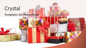  Presentation with white christmas - Slide set consisting of gold ribbon sales - gift boxes and christmas bags background and a lemonade colored foreground