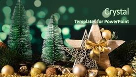  Presentation with star - Slides having gold ribbon shiny stars - christmas decoration wooden star background and a tawny brown colored foreground