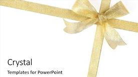  Presentation with white gold - Beautiful presentation theme featuring gold ribbon with bow backdrop and a white colored foreground
