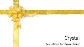  Presentation with black and gold and white - Amazing presentation having gold ribbon with bow backdrop and a white colored foreground